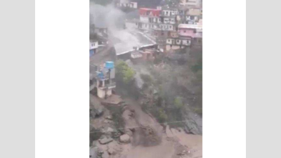 Shops and houses crumble into swollen river as cloudburst hits Uttarakhand’s Devprayag, no casualties yet