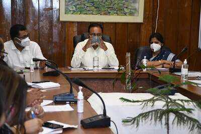 Health minister Keshab Mahanta in Nagaon seen with Nagaon MLA Rupak Sharma and DC Kavitha V Padmanabhan