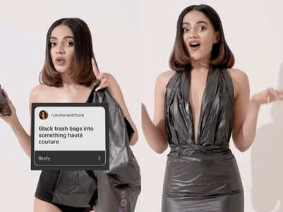 Influencer calls garbage bag dress 'haute couture'​​