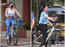 Photos: Janhvi Kapoor and Khushi Kapoor buzz around town cycling