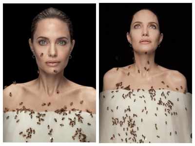 World Bee Day: Angelina Jolie poses for striking portrait covered in bees to raise awareness about conservation initiative