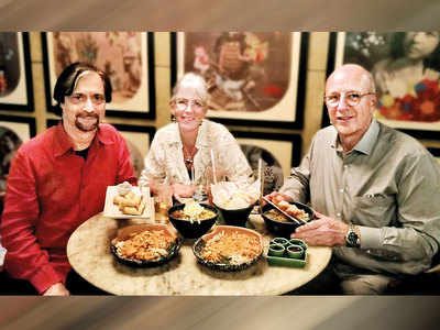 Pan Asian aficionados, globetrotting gourmets Vinod Advani, Petra and Dr Jurgen Morhard (Consul General of Germany) at Mamagoto