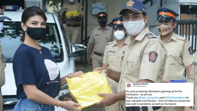 Mumbai Police thanks Jacqueline Fernandez for helping the force with safety guards ahead of monsoon