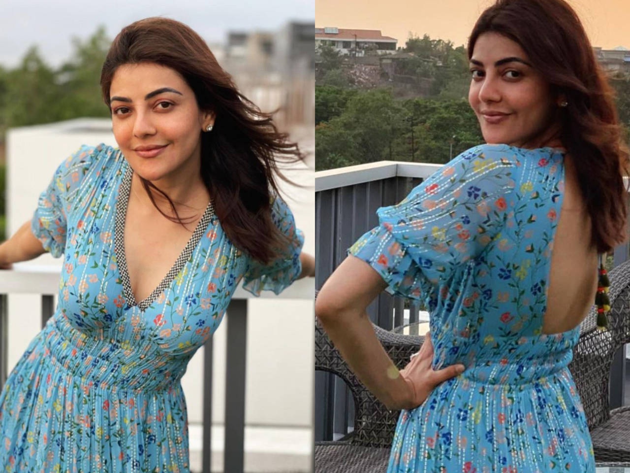 Kajal Aggarwals midi dress with a sexy back hq nude image