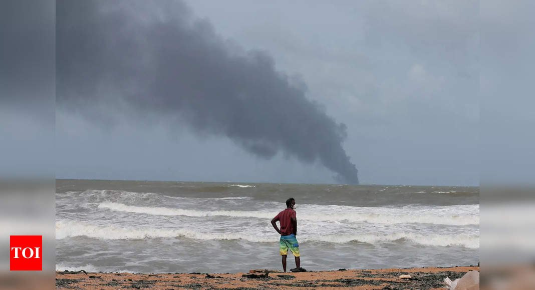 Sri Lanka braces for beach pollution as ship burns
