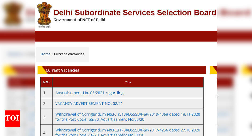 Dsssb Recruitment 2021 Apply Online For 5500 Tgt Posts From June 4 Times Of India