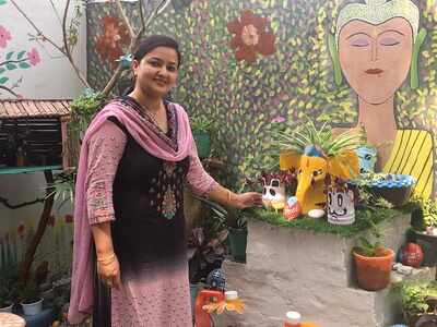 A nursing officer from GMSH-Sector 16 recreates mini Rock Garden at her home