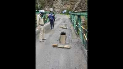 Chunk breaks off from bridge on Kosi river in Almora due to heavy overnight rains