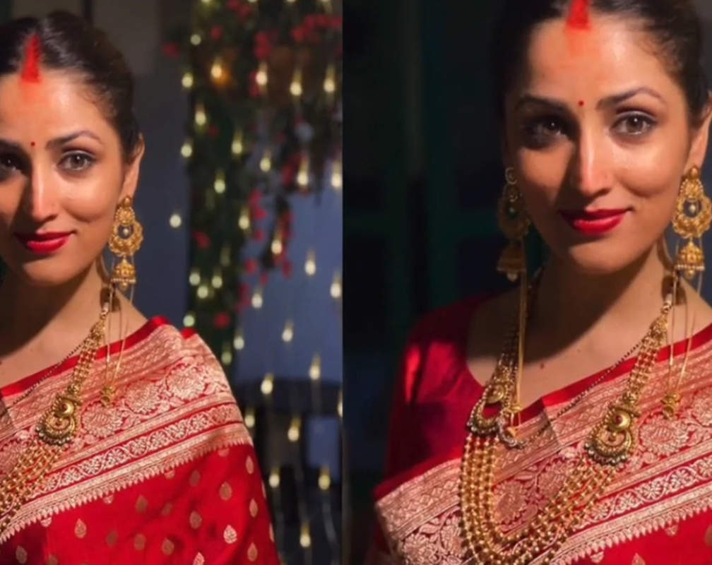 
Yami Gautam looks beautiful in red saree as a new bride after marrying Aditya Dhar
