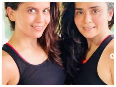 BFF's Amruta Khanvilkar and Sonnali Khare's latest workout pictures are giving us major fitness goals