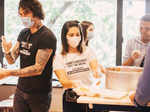 Sunny Leone and husband Daniel Weber distribute food to the needy