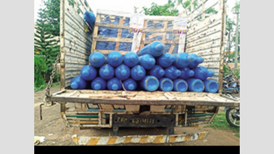 Ganja worth 1.1 crore seized from truck carrying oxygen cylinders