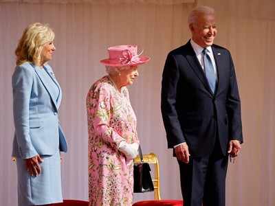 US President Joe Biden takes tea with the Queen