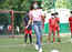 Jacqueline Fernandez plays football with kids, distributes gifts