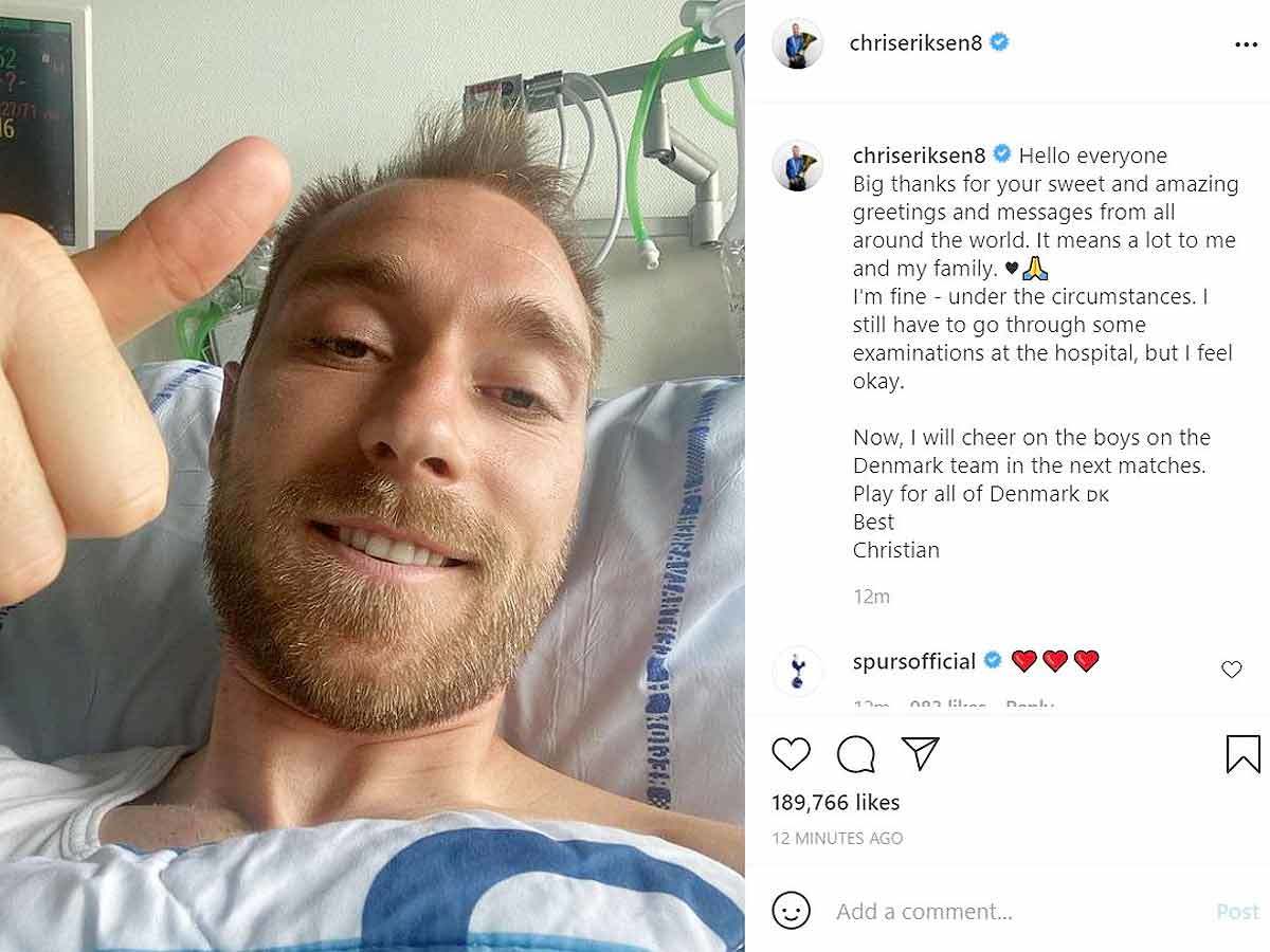 Euro 2021 Christian Eriksen Says I M Fine From Hospital Football News Times Of India