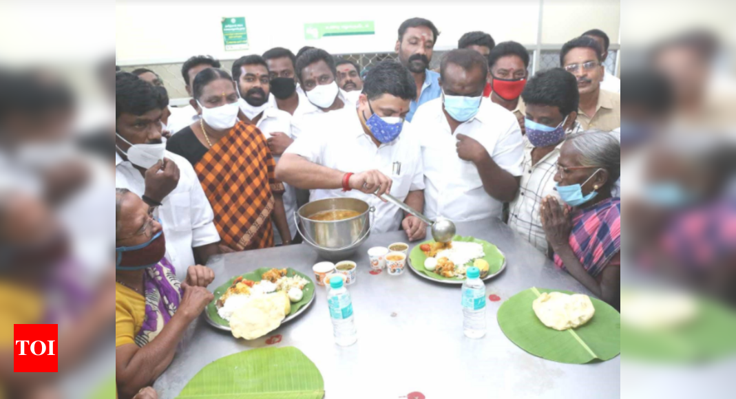 Minister opens borewells, serves food at Amma canteen in ...