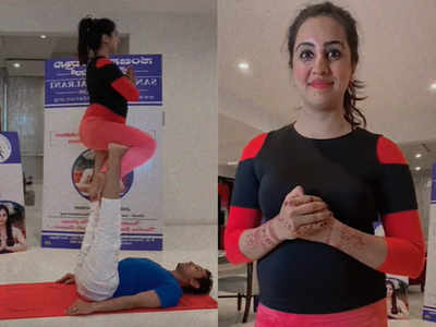 Swarna Khadgam fame Sanjjanaa Galrani kicks off pre-Yoga celebrations with her Guru; see pics