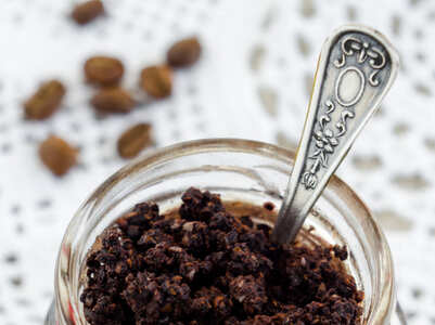 Coffee and sugar body scrub for glowing skin