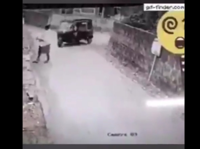 Viral video shows man saving auto from overturning