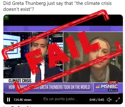 FAKE ALERT: Doctored video viral to claim Greta Thunberg denies climate change
