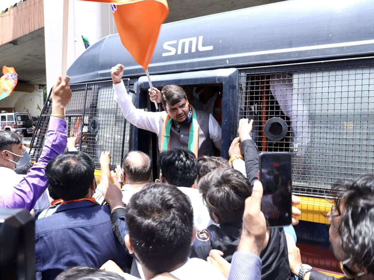 Maharashtra: Devendra Fadnavis, BJP workers detained during protest to demand OBC quota in local bodies | Mumbai News - Times of India