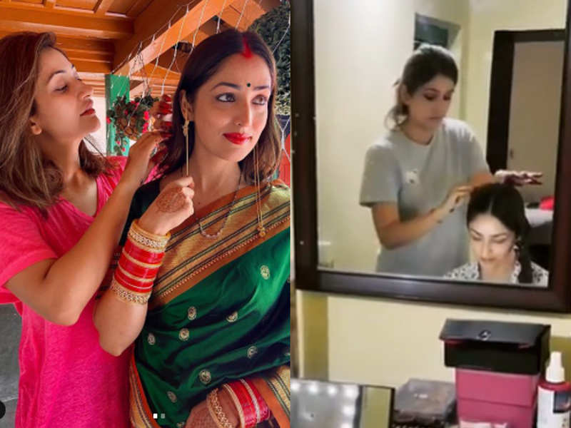 Yami Gautam shares pre-wedding video with sister Surilie styling her hair |  Hindi Movie News - Times of India