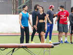 Lovebirds Disha Patani and Tiger Shroff chill on the football field; enjoy the game