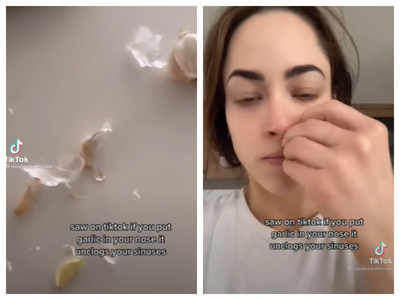 Watch: Woman uses garlic to unclog her nose, internet is horrified!