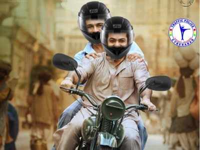 Cyberabad Traffic Police gives a quirky twist to Ram Charan and Jr NTR's new poster from RRR
