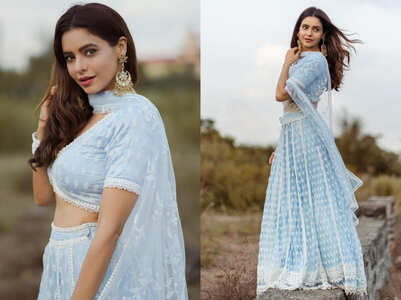 Aamna Sharif's powder blue lehenga