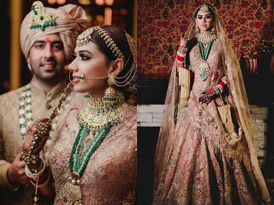 We loved this bride's pink tulle and silk lehenga