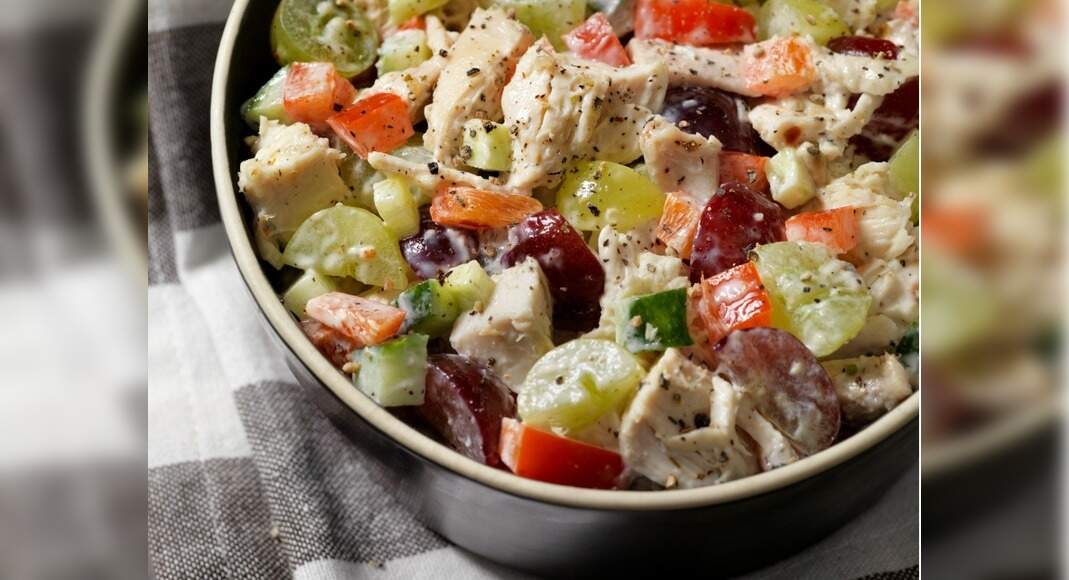 Grapes and Chicken Salad Recipe: How to Make Grapes and Chicken Salad Recipe | Homemade Grapes and C