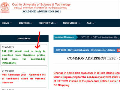 CUST CAT 2021 Admit Card released, exams from July 16