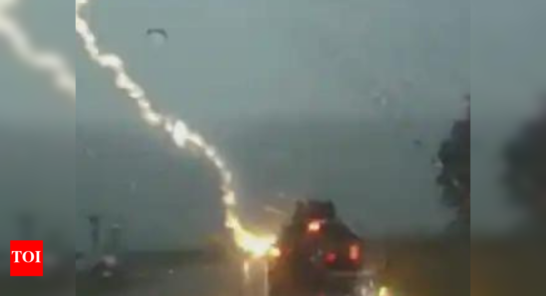 Viral video shows a car being struck by lightning Times of India