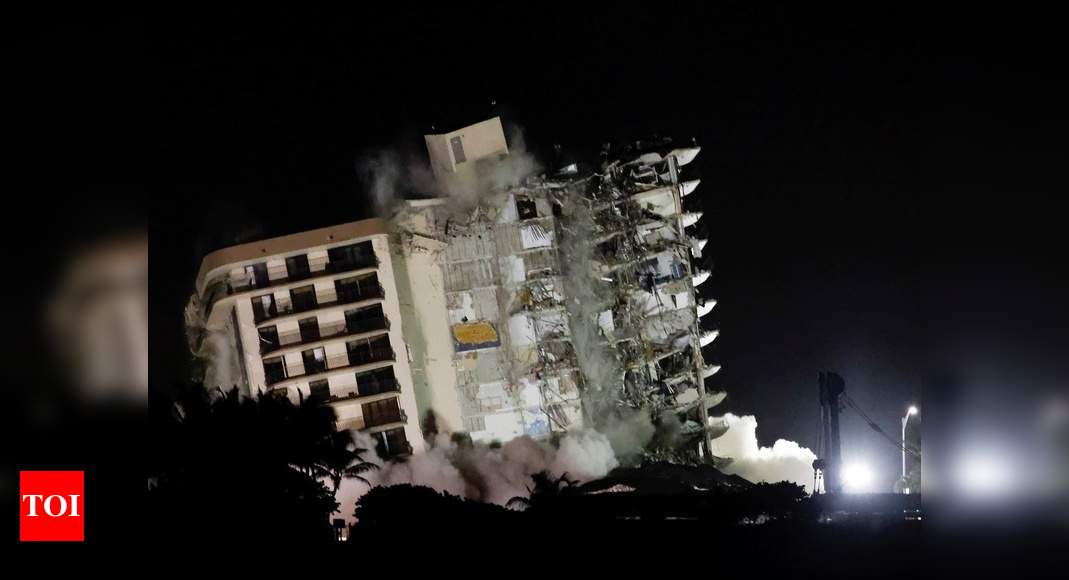 Collapsed Florida condo demolished ahead of storm, search to resume
