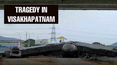 Visakhapatnam: Flyover under construction collapses on car, 2 killed