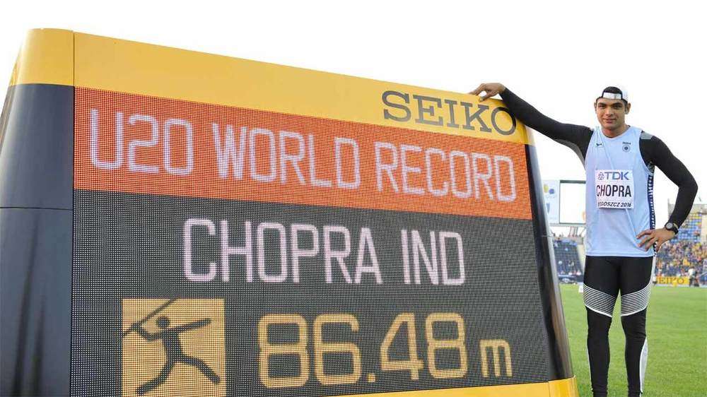 Neeraj shines with  junior world record