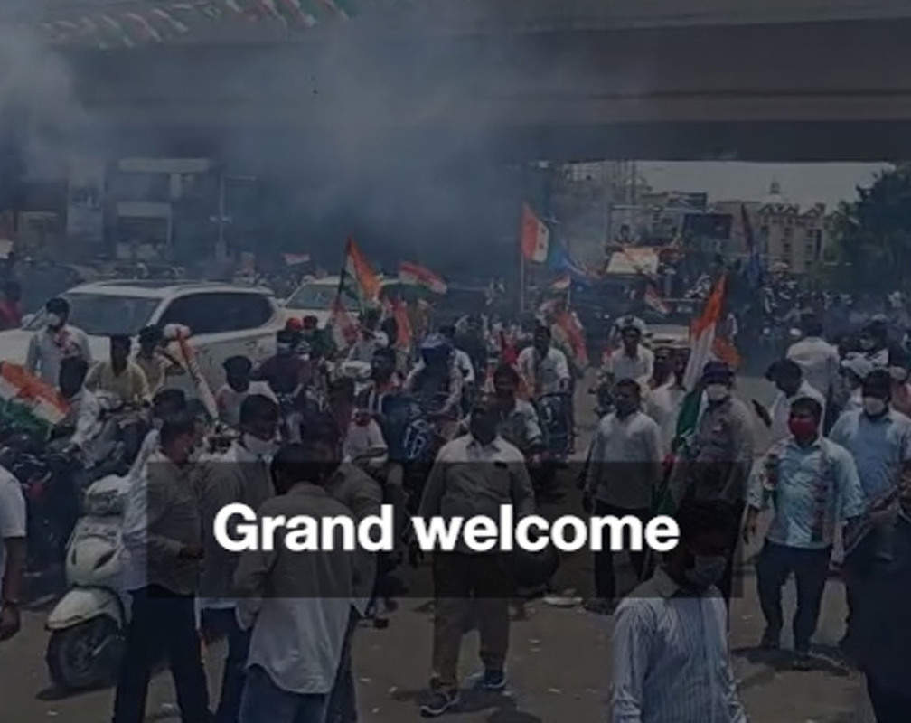 
Hyderabad: TPCC president Revanth Reddy gets grand welcome

