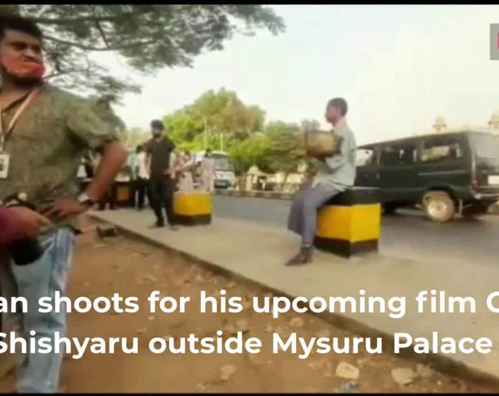 
A peek into Sharan shooting in Mysuru for his upcoming film Guru Shishyaru
