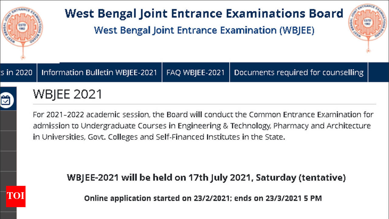 WBJEE 2021 Admit Card released download here Times of India