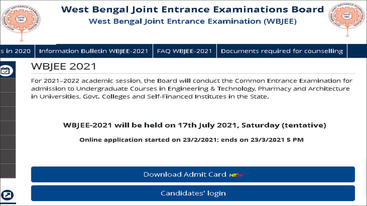 Wbjee 2021 application form date discount