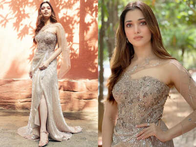 Tamannaah Bhatia shines in a shimmery gown