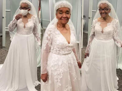 Granny wears her first-ever wedding dress