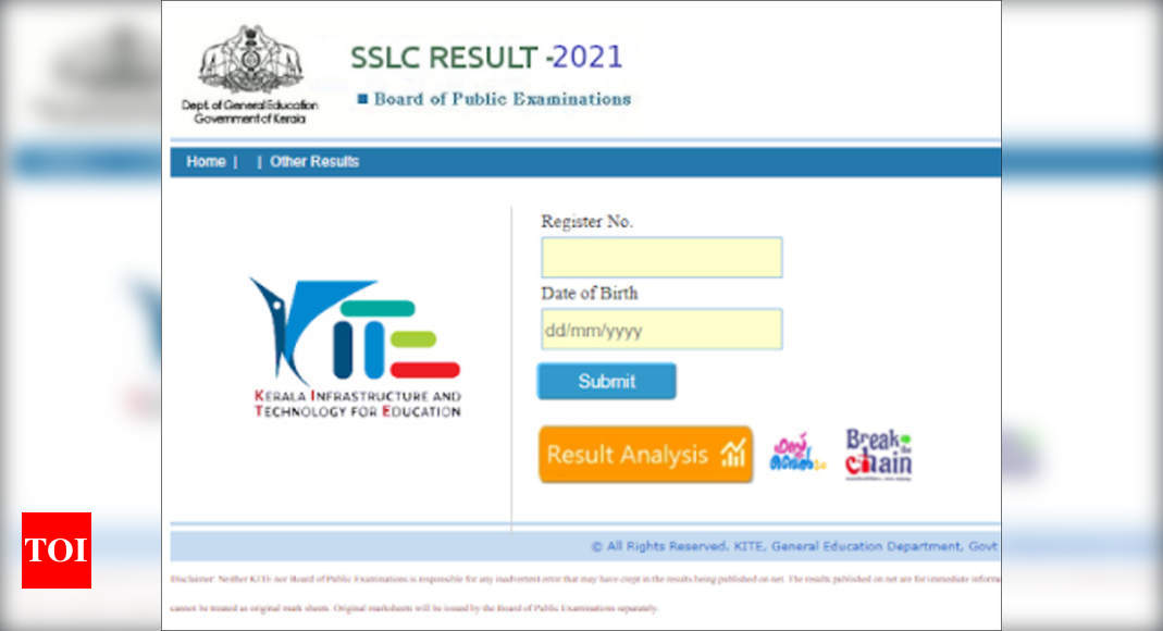 SSLC Result 2021 Kerala Announced; Here's Direct Link | - Times Of India