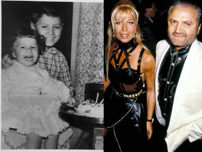 Gianni Versace with his younger sister Donatella Versace (after