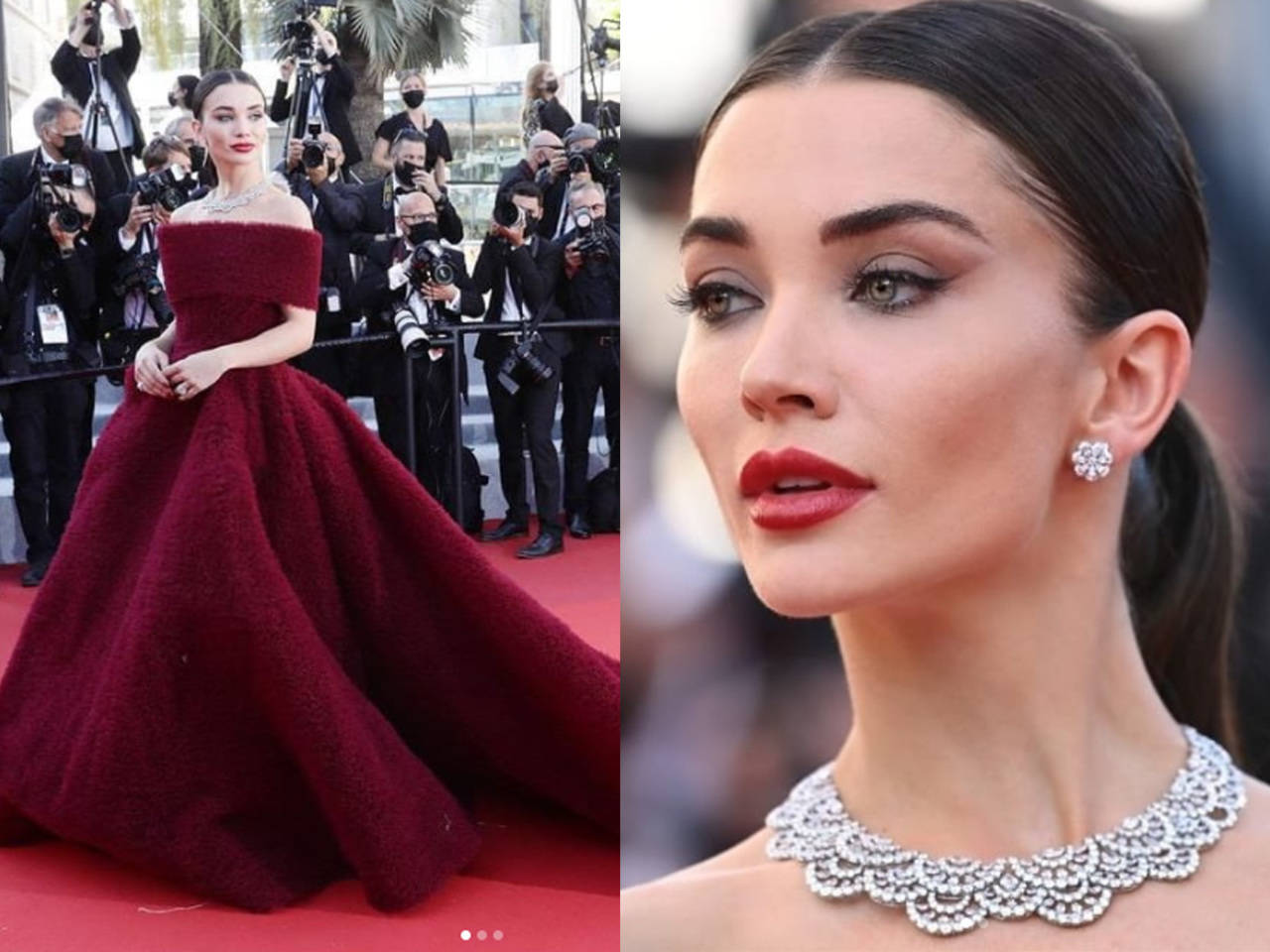 Amy Jackson stuns in a dramatic ballroom gown as she has her red ...