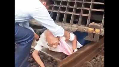 Mumbai: Senior citizen falls on tracks, train stops inches away
