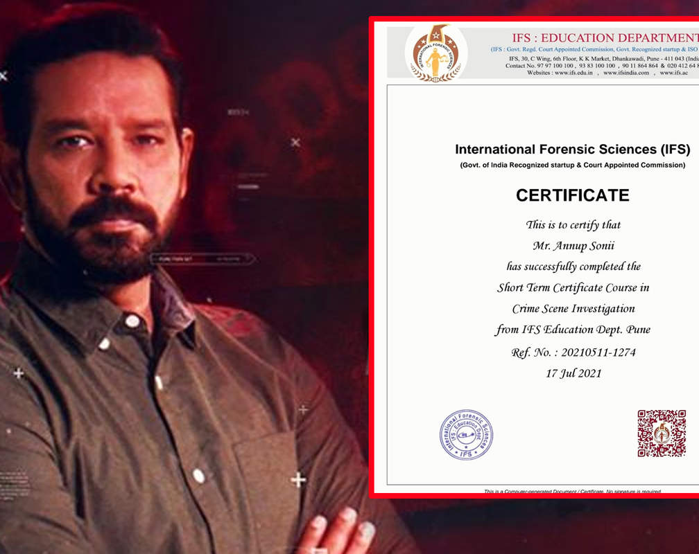 
'Crime Patrol' famed Anup Soni excitedly shares with fans that he has completed a course in 'Crime Scene Investigation’
