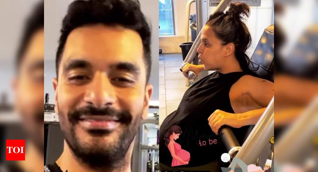 Mommy To Be Neha Dhupia Works Out At The Gym Her Husband Angad Bedi Shares A Glimpse Times Of
