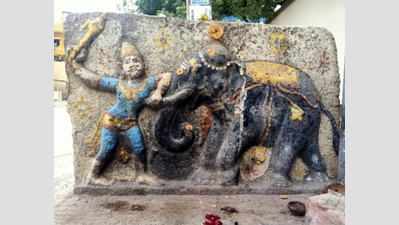 Memorial stone found in Madurai depicts mahout trying to tame elephant
